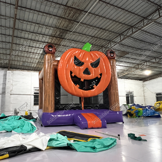 Get into the Halloween spirit with our Jack O Lantern Bouncy Castle! This big inflatable pumpkin jump house is the perfect addition to any indoor playground or party. Whether you're hosting or renting near you, kids will love bouncing around in this spooky yet fun pumpkin-themed castle. Book now!