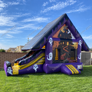 Get your Halloween party hopping with our Haunted House Bouncy Castle featuring a spooky "Boo" banner! This inflatable jumper adds eerie excitement to any event with its haunted house theme and vibrant colors. Perfect for kids and adults, it’s a fun and festive way to celebrate. Durable and easy to set up, it’s a must-have for a memorable Halloween bash. Available now for sale—make your party a scream!