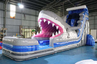 Happy Hop Inflatable Shark Slide Party Blow Up Commercial Inflatable Water Slide With Pool