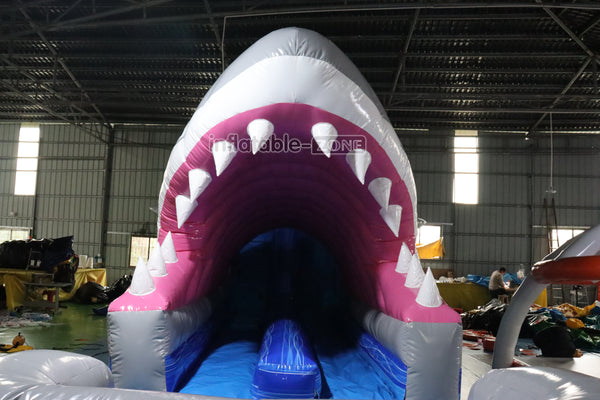 Happy Hop Inflatable Shark Slide Party Blow Up Commercial Inflatable Water Slide With Pool