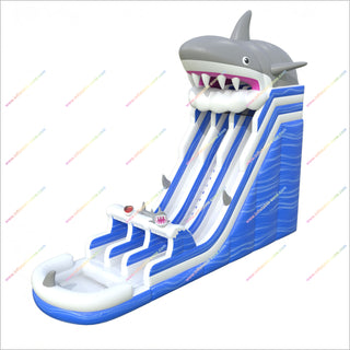 Happy Hop Inflatable Shark Water Slide Commercial Ocean Theme Double Slide Inflatable Pool Play Equipment For The Garden