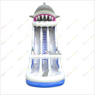 Happy Hop Inflatable Shark Water Slide Commercial Ocean Theme Double Slide Inflatable Pool Play Equipment For The Garden