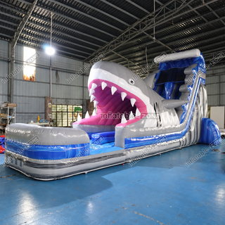Get ready for a splashing good time with our Happy Hop Inflatable Shark Slide! This commercial-grade inflatable water slide with pool is the perfect addition to any party or event. Featuring a thrilling shark theme, it promises hours of fun and excitement for kids and adults alike.