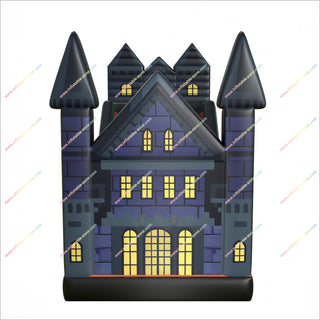 Haunted Halloween Castle Tall Inflatable Slides Spooky Playground Double Slide Bounce House For Sale