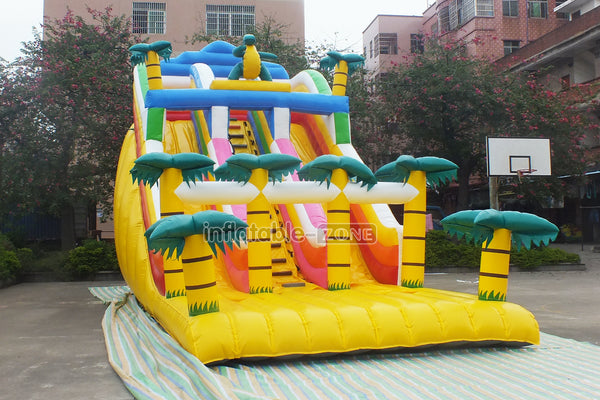 Huge Inflatable Slide Palm Tree Inflatable Bouncing Castle Fun Jump Dinosaur In Jungle Inflatable Slide Bouncer