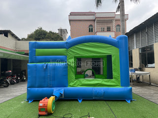 New Blue And Green Inflatable Jumping Castle, Bounce House Castle