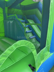 New blue and green inflatable jumping castle, bounce house castle