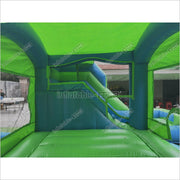 New Blue And Green Inflatable Jumping Castle, Bounce House Castle