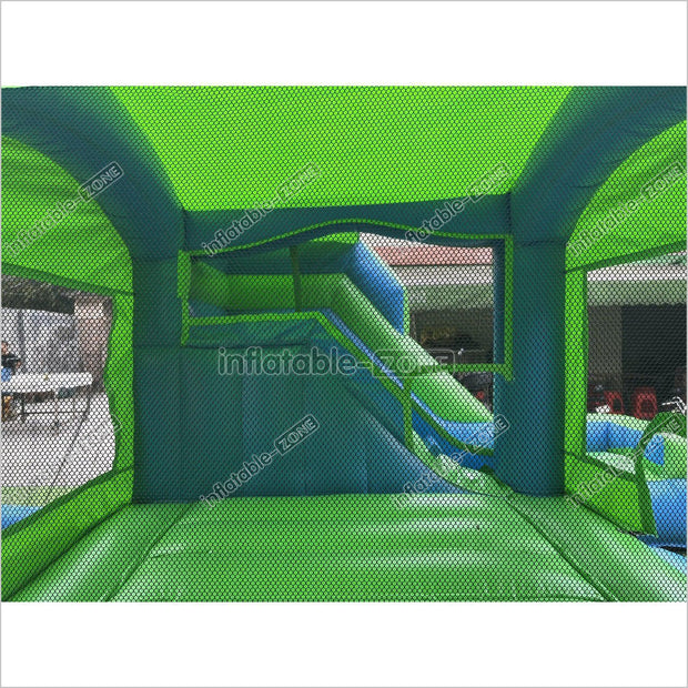New Blue And Green Inflatable Jumping Castle, Bounce House Castle