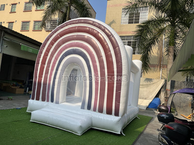 Romantic rainbow bridal white wedding jumping castle white bouncy house outdoor party