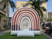 Romantic rainbow bridal white wedding jumping castle white bouncy house outdoor party