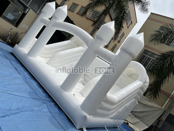 Inflatable White Bounce House White Double Slide Wedding Bouncy Castle