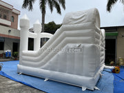 Inflatable white bounce house white double slide wedding bouncy castle