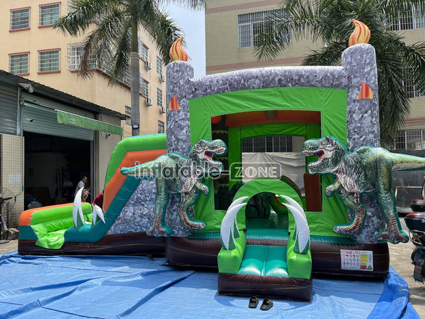 Inflatable Dinosaur Bounce House With Slide Rainforest Bouncy House