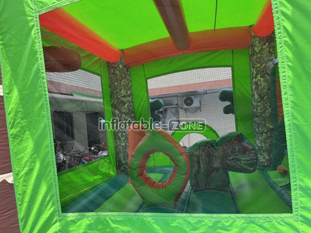 Inflatable dinosaur bounce house with slide rainforest bouncy house