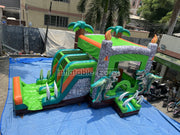 Inflatable Dinosaur Bounce House With Slide Rainforest Bouncy House