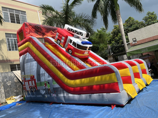 Inflatable Fire Truck Slide Jumper House Car Inflatable Dry Slide
