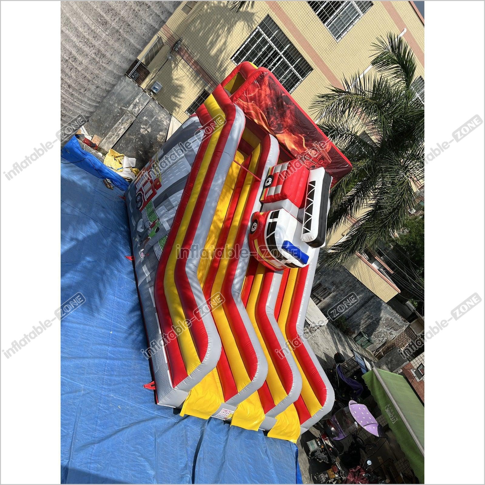 Inflatable Fire Truck Slide Jumper House Car Inflatable Dry Slide ...