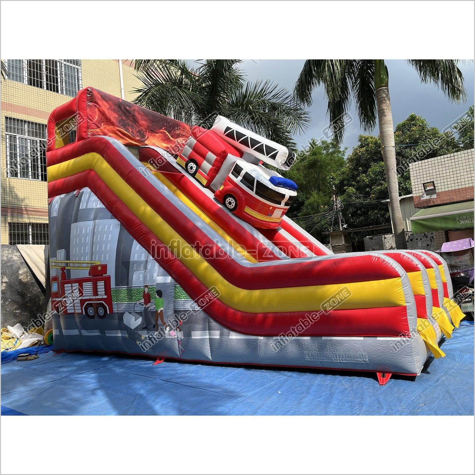 Inflatable Fire Truck Slide Jumper House Car Inflatable Dry Slide ...