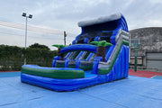 Tropical Water Slide Bounce House Wet Dry Blow Up Bouncy Castle Party Inflatable With Pool