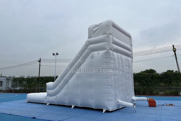 White Inflatable Slide Jumping Castle Swimming Pool Outdoor Commercial  Blow Up Bouncy Waterslide