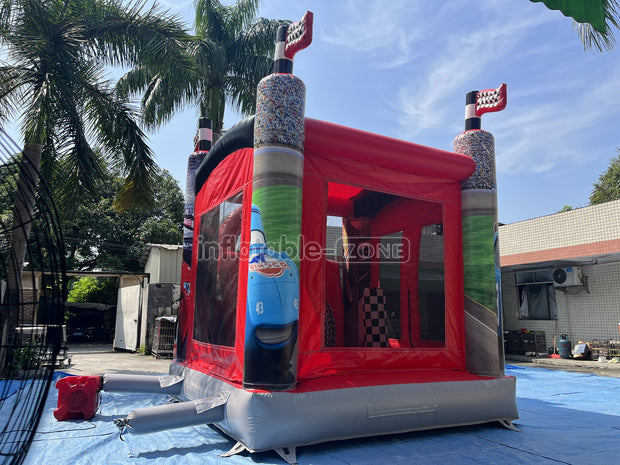 Inflatable Car Bouncy Castle With Slide Blow Up Flag Bounce House