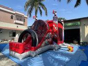 Inflatable Car Bouncy Castle With Slide Blow Up Flag Bounce House
