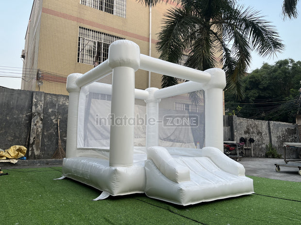 Inflatable Small White Bounce House With Slide for Party White Bouny Castle Slide