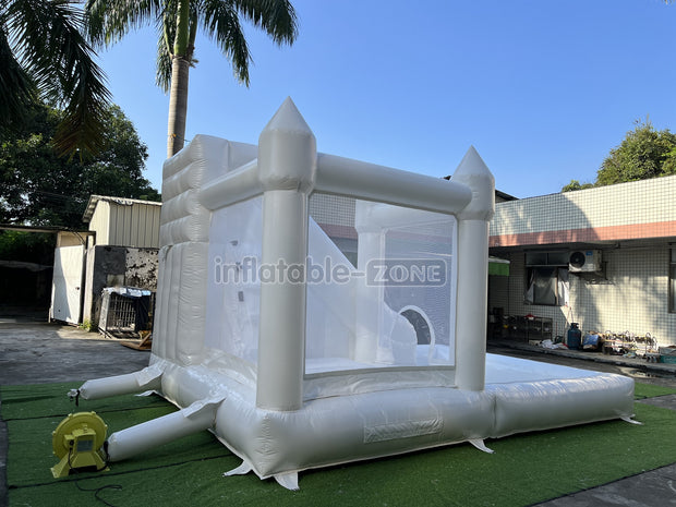 White Bouncy Castle 3 In 1 White Bounce House With Slide And Ball Pit Pool For Outdoor Party