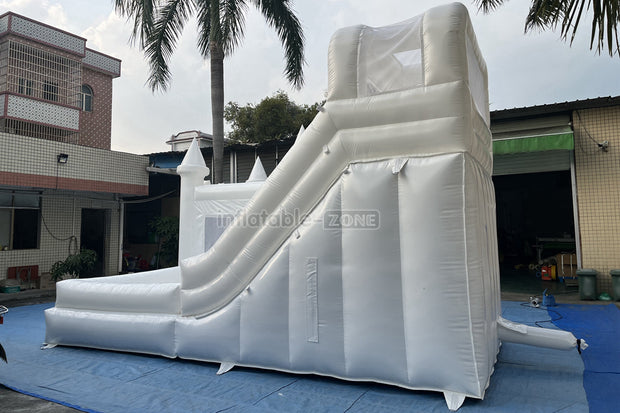White Bouncy Castle With Slide Combo Jumping Party Wedding Bounce House Near Me