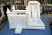 White Bouncy Castle With Slide Combo Jumping Party Wedding Bounce House Near Me