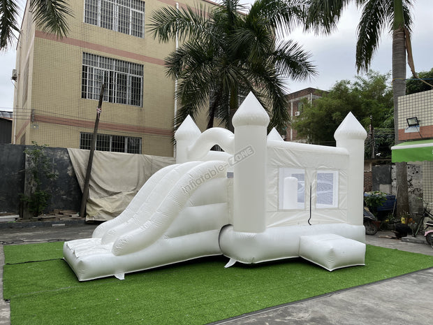 Funny Inflatable Bounce House White With Slide All White Bounce House White Bouncy Castle