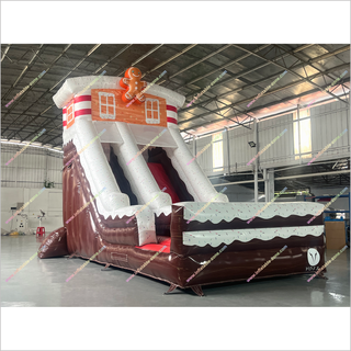 Gingerbread Man Theme Indoor Inflatable Slide Childrens Climbing Equipment Giant Blow Up Slides Christmas Parties Near Me