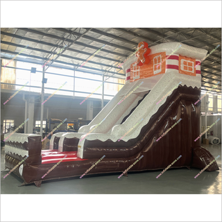 Gingerbread Man Theme Indoor Inflatable Slide Childrens Climbing Equipment Giant Blow Up Slides Christmas Parties Near Me