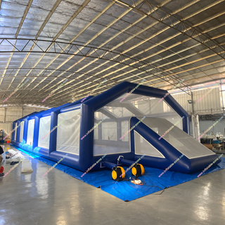 Upgrade any event with this large indoor inflatable football field. Designed as a full soccer pitch with high netting walls and a covered roof on top, it keeps the ball in play and players protected. Ideal for schools, gyms, parties, and rental businesses, this durable inflatable offers quick setup, excellent visibility, and exciting soccer action for kids and adults.