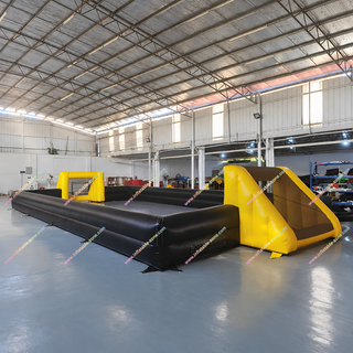 Own the action with this vibrant Yellow and Black Inflatable Play Arena. Designed for indoor football pitches and events, this high-quality, durable inflatable soccer field provides a safe, contained space for competitive fun. Easy to set up and ready to transform any space into a bustling sports arena. Perfect for commercial rental or private use!
