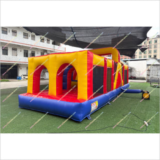 Adult Fun Games Cheap Inflatable Obstacle Course Red Yellow Blue Inflatable Assault Course For Sale
