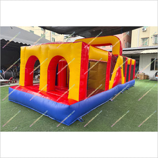 Adult Fun Games Cheap Inflatable Obstacle Course Red Yellow Blue Inflatable Assault Course For Sale
