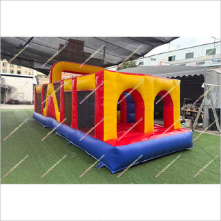 Adult Fun Games Cheap Inflatable Obstacle Course Red Yellow Blue Inflatable Assault Course For Sale