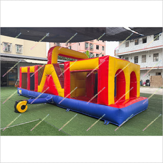 Adult Fun Games Cheap Inflatable Obstacle Course Red Yellow Blue Inflatable Assault Course For Sale
