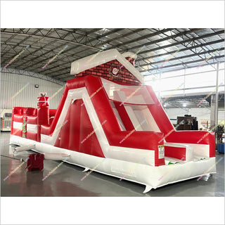Red Christmas Obstacle Course Bounce House Rentals Holiday Theme Party Inflatable Assault Course Kids