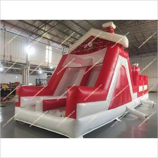 Red Christmas Obstacle Course Bounce House Rentals Holiday Theme Party Inflatable Assault Course Kids