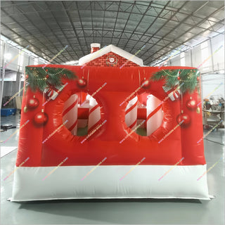 Red Christmas Obstacle Course Bounce House Rentals Holiday Theme Party Inflatable Assault Course Kids