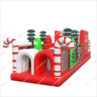 Christmas Theme Party Inflatable Assault Course Large Playground Equipment Obstacle Course Inflatable Near Me