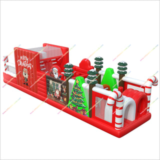 Christmas Theme Party Inflatable Assault Course Large Playground Equipment Obstacle Course Inflatable Near Me