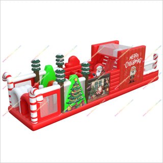 Christmas Theme Party Inflatable Assault Course Large Playground Equipment Obstacle Course Inflatable Near Me