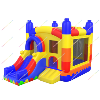 Large Building Blocks Inflatable Bounce House And Slide Combo Inflatable Jumping Castle Slide For Kids