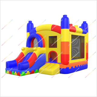 Large Building Blocks Inflatable Bounce House And Slide Combo Inflatable Jumping Castle Slide For Kids