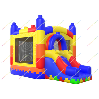 Large Building Blocks Inflatable Bounce House And Slide Combo Inflatable Jumping Castle Slide For Kids