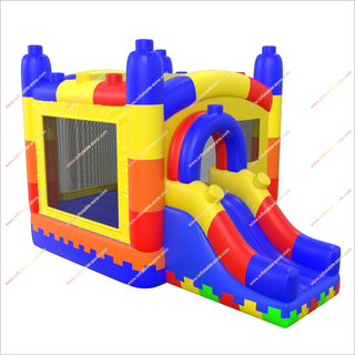 Large Building Blocks Inflatable Bounce House And Slide Combo Inflatable Jumping Castle Slide For Kids